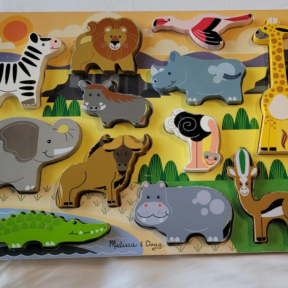 Melissa & Doug Safari Animal Puzzle, Jumbo Puzzle, 12 Animals